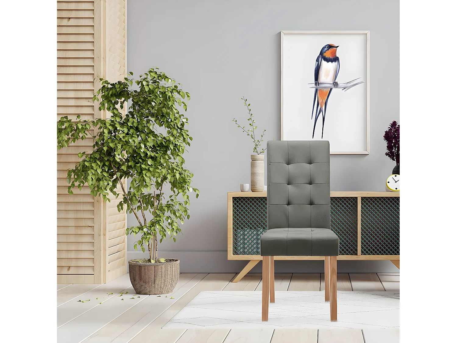 BOSTON - Lot de 6 Chaises Taupe Capitonnées