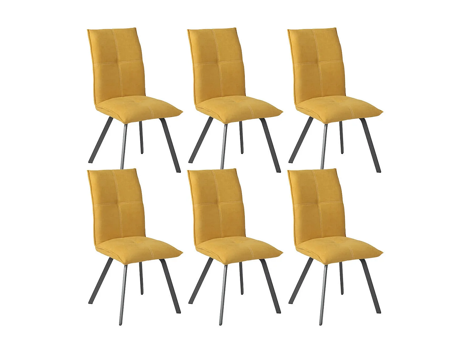 BISPO - Lot de 6 Chaises Tissu Coloris Jaune
