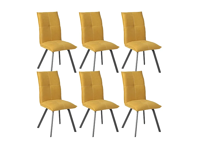 BISPO - Lot de 6 Chaises Tissu Coloris Jaune