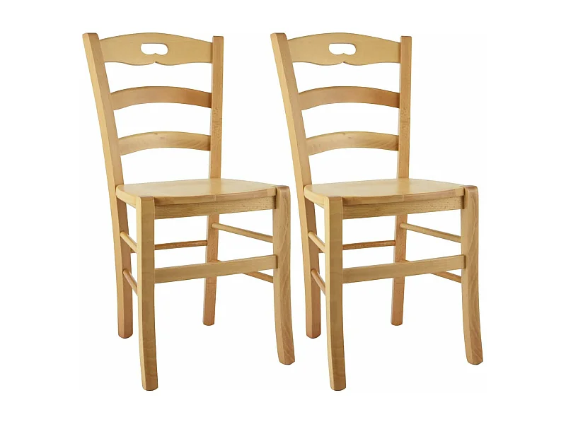 SUZY - Lot de 2 Chaises Naturelles et Assises en Bois