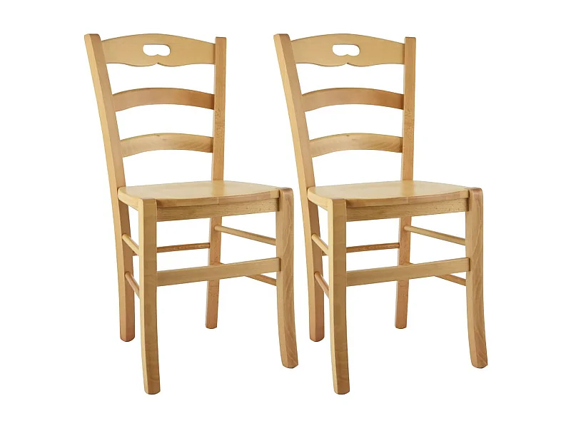 SUZY - Lot de 2 Chaises Naturelles et Assises en Bois