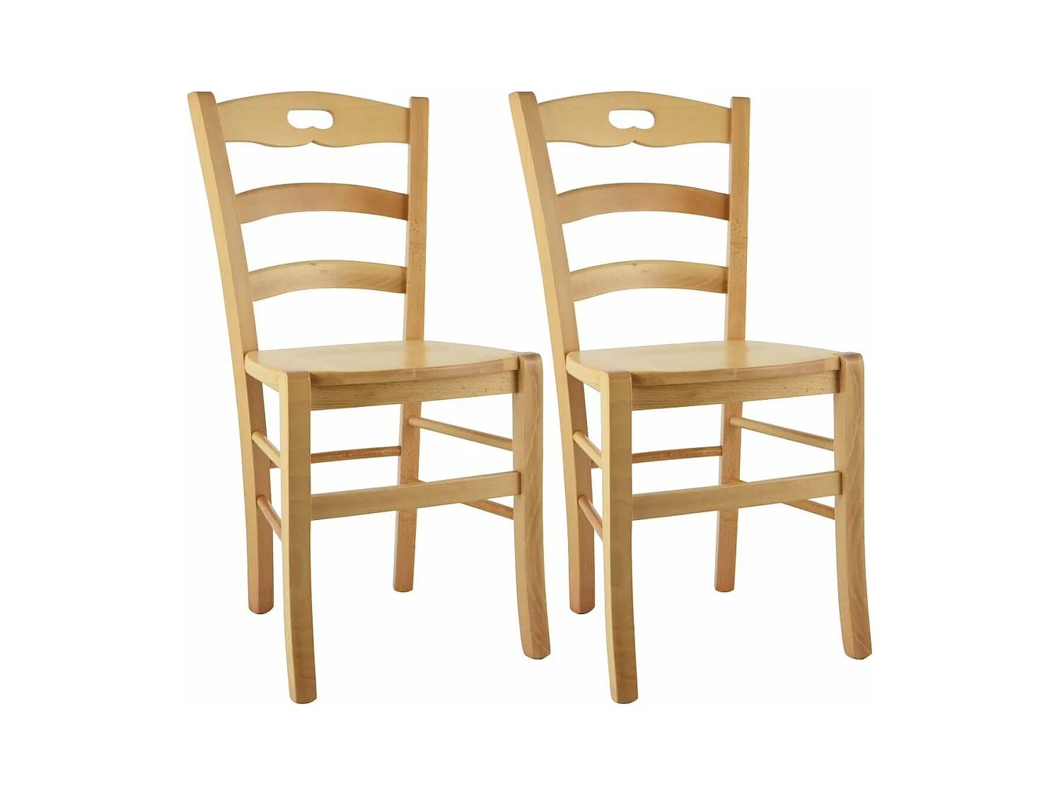 SUZY - Lot de 2 Chaises Naturelles et Assises en Bois