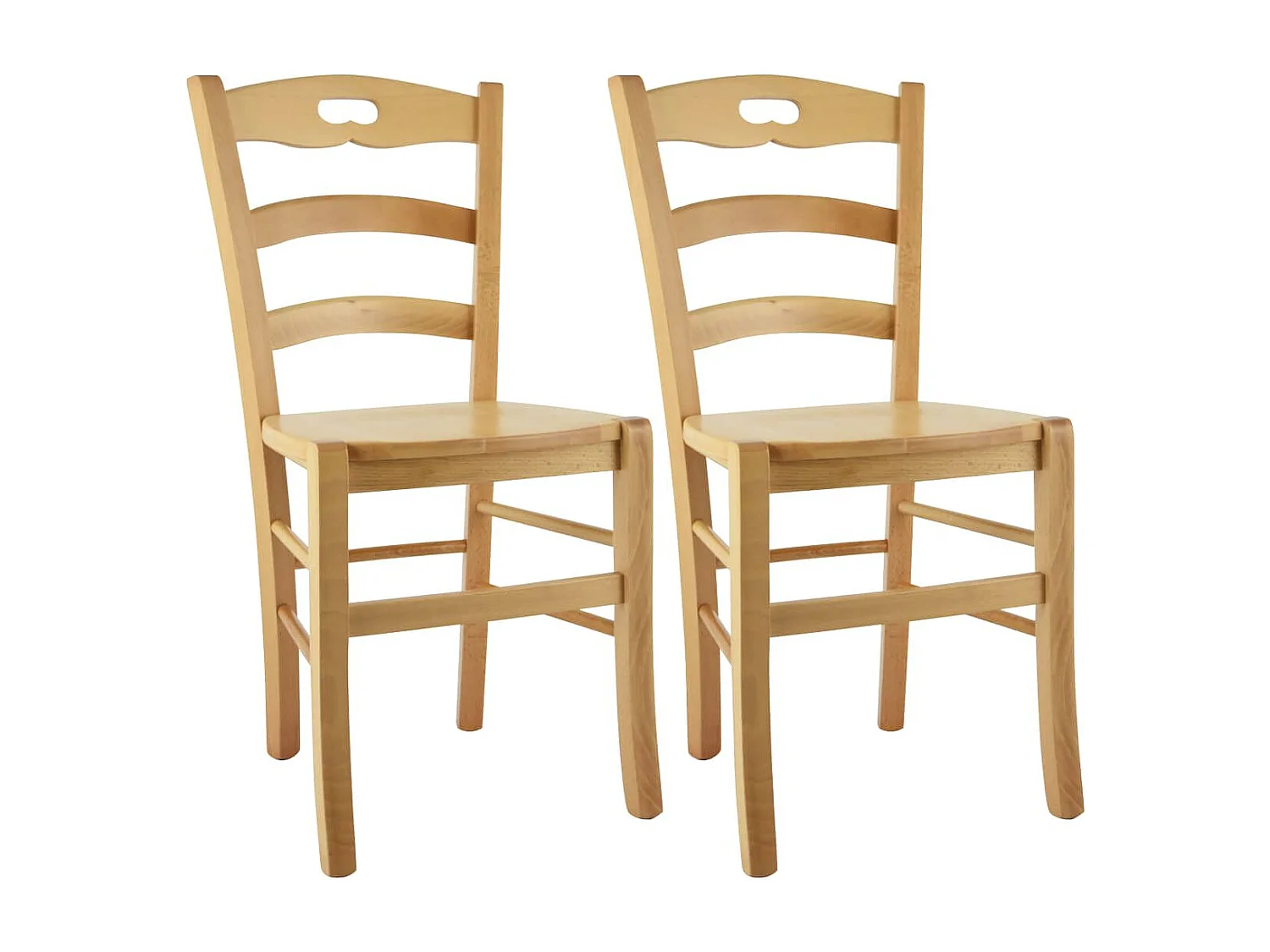 SUZY - Lot de 2 Chaises Naturelles et Assises en Bois