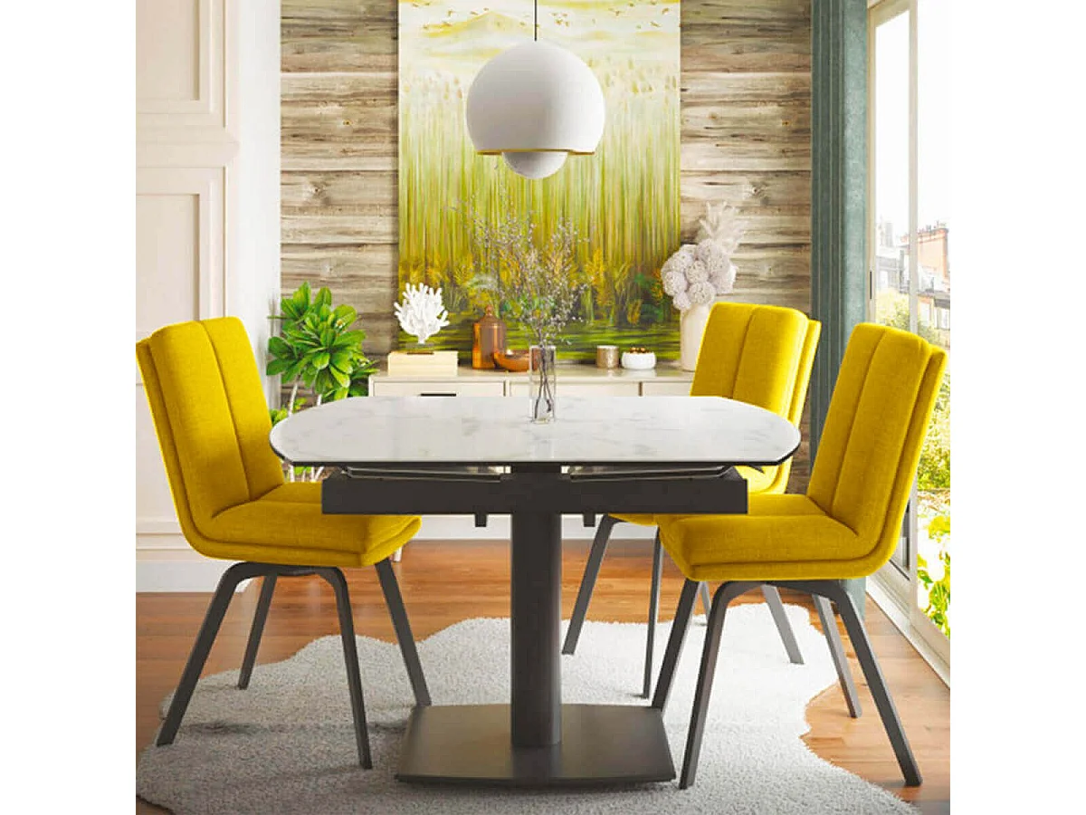 CALLAM - Lot de 2 Chaises Jaunes avec Sur-Coussin