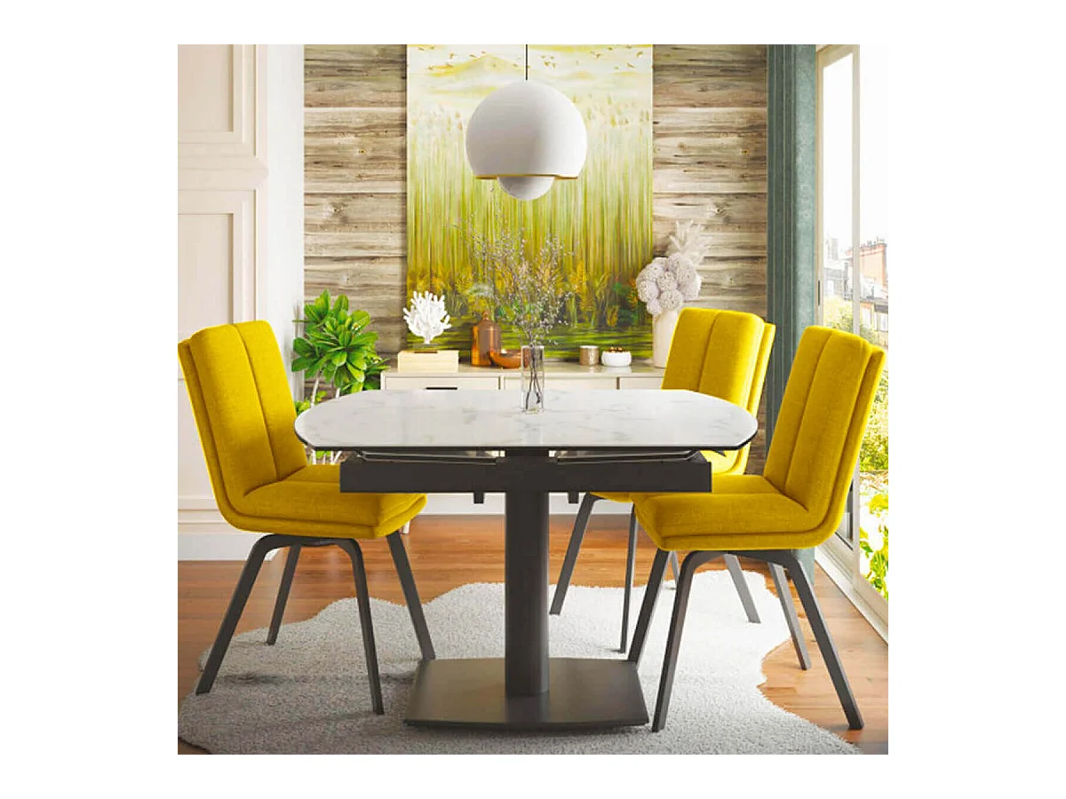CALLAM - Lot de 2 Chaises Jaunes avec Sur-Coussin