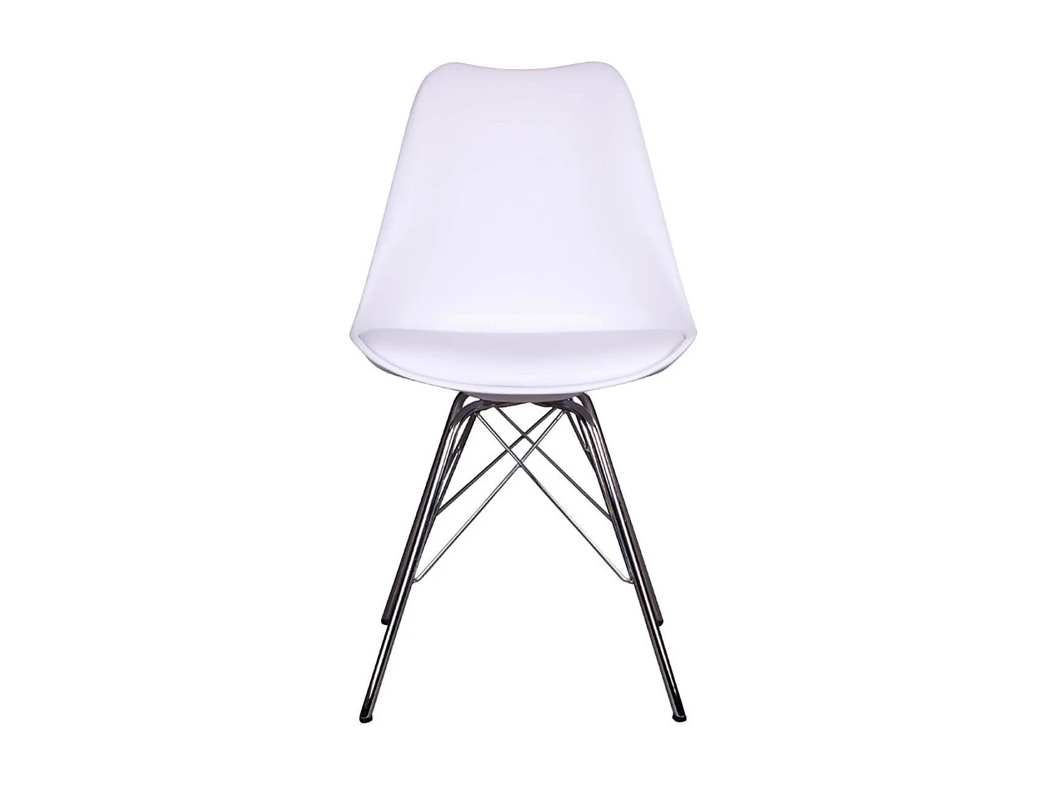 HAGA - Lot de 2 Chaises Blanches avec Piétement Chromé