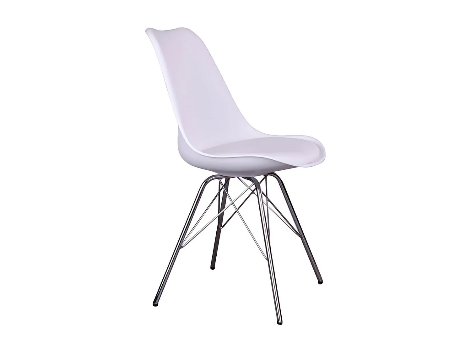 HAGA - Lot de 2 Chaises Blanches avec Piétement Chromé