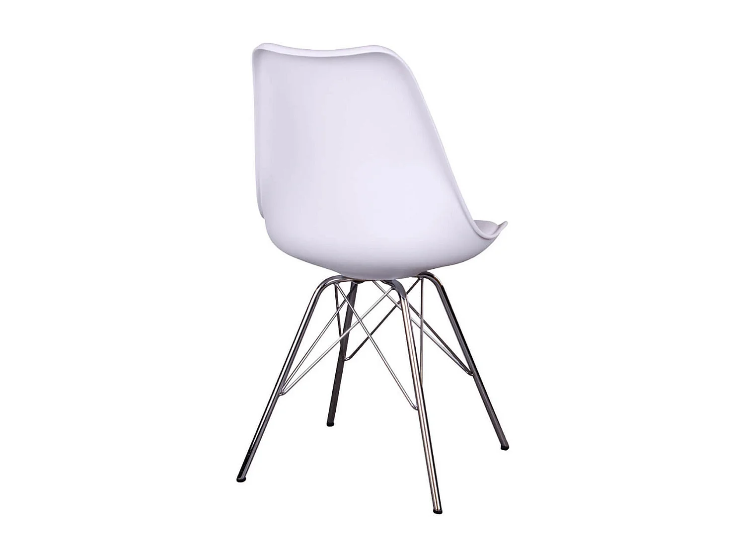 HAGA - Lot de 2 Chaises Blanches avec Piétement Chromé