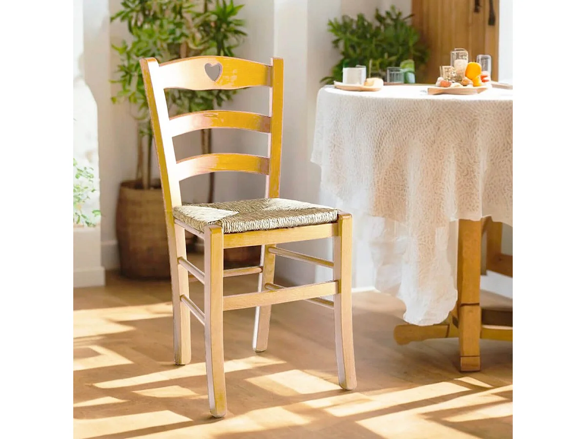 NAPLES - Lot de 2 Chaises Naturelles et Assises en Paille