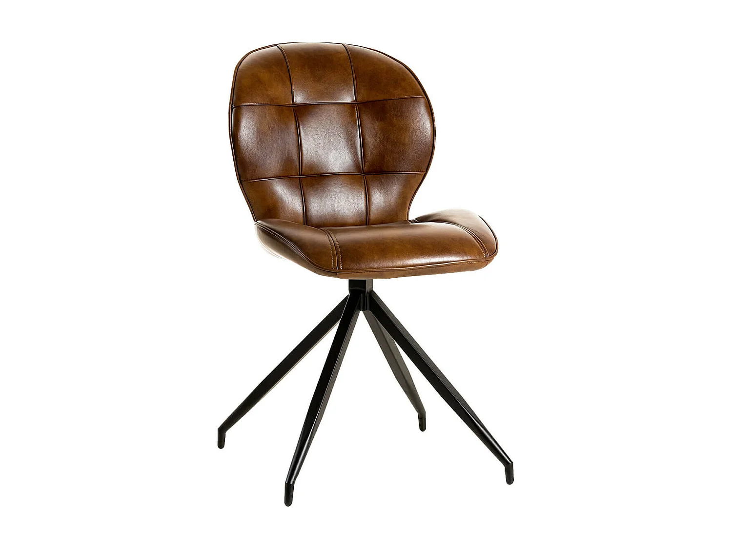 FOLY - Lot de 6 Chaises Simili Cuir Vieilli Marron