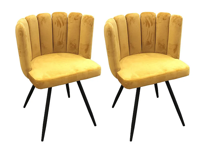 CHARLOTTE - Lot de 2 Chaises Velours Jaune