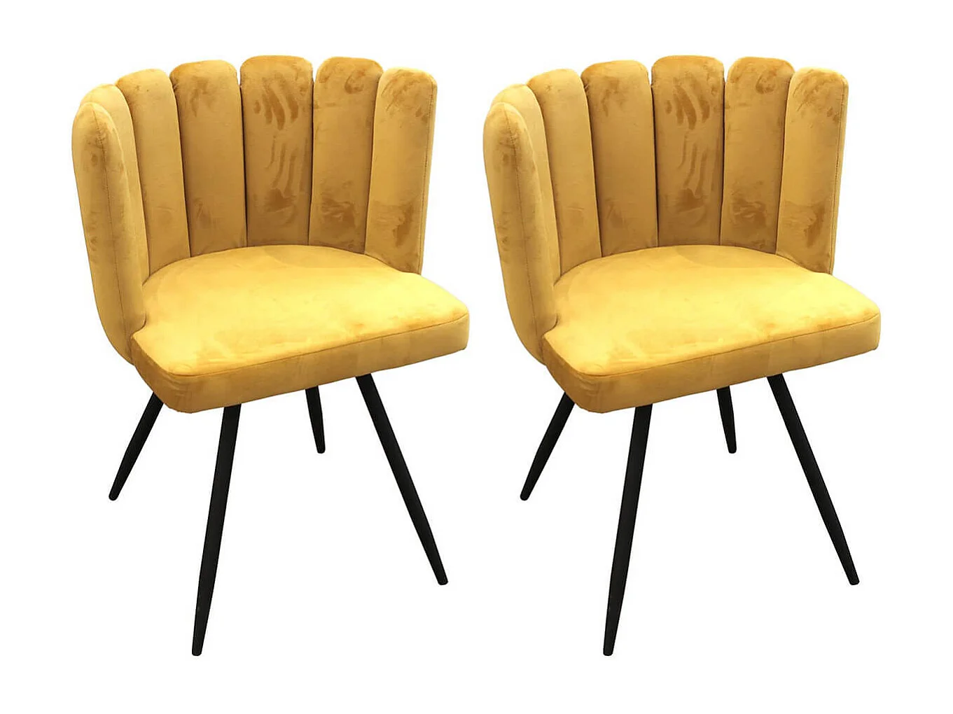 CHARLOTTE - Lot de 2 Chaises Velours Jaune