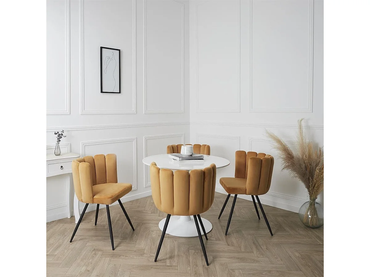 CHARLOTTE - Lot de 2 Chaises Velours Jaune