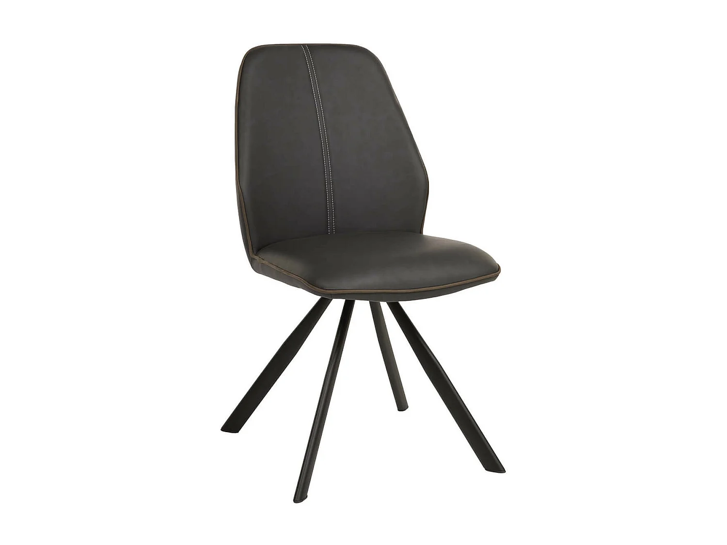 PONA - Lot de 2 Chaises Simili Gris Tissu Marron