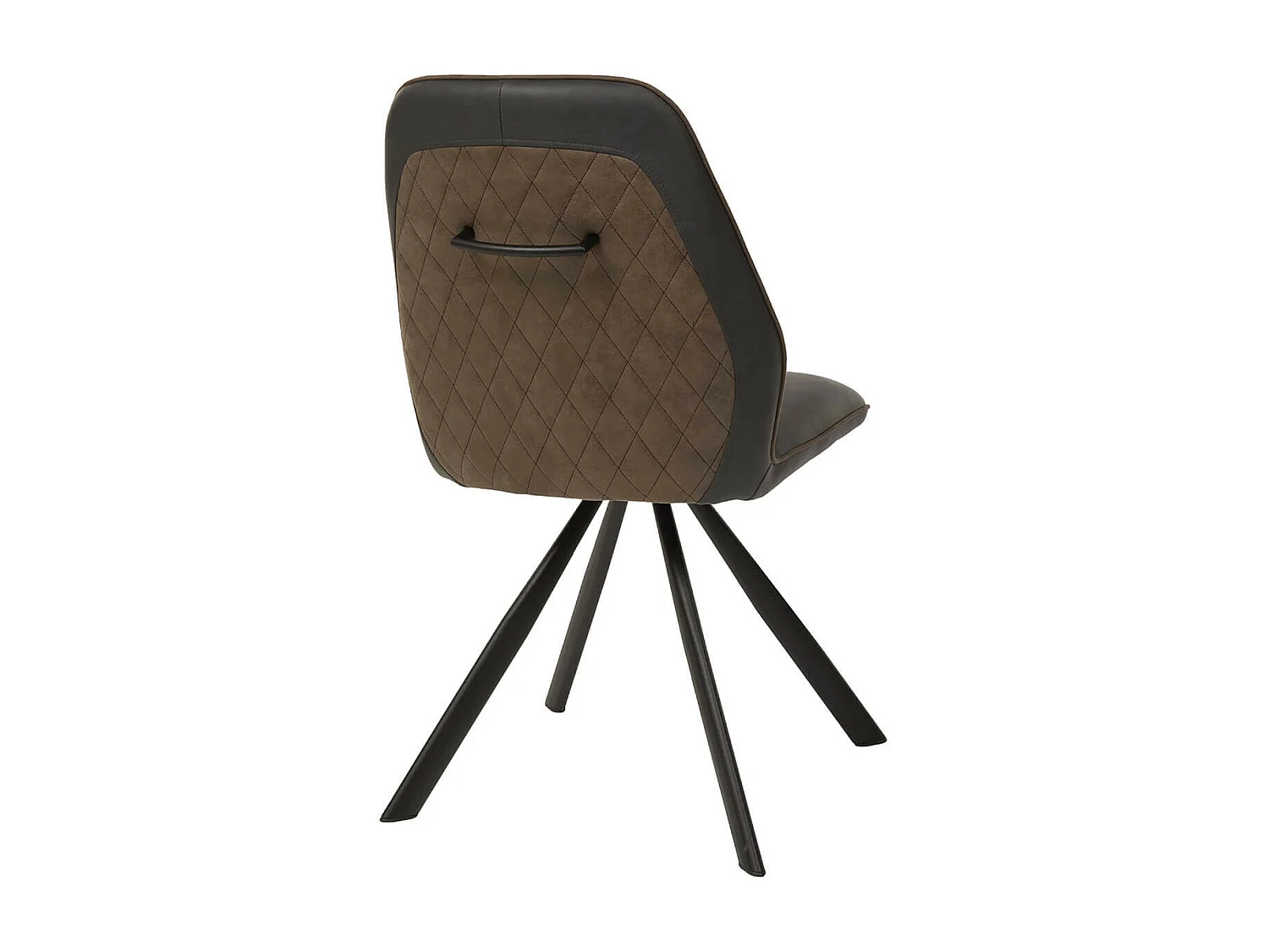 PONA - Lot de 2 Chaises Simili Gris Tissu Marron