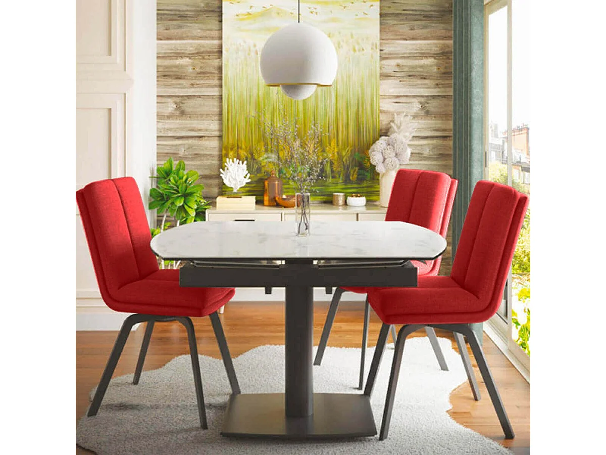 CALLAM - Lot de 2 Chaises Rouges avec Sur-Coussin