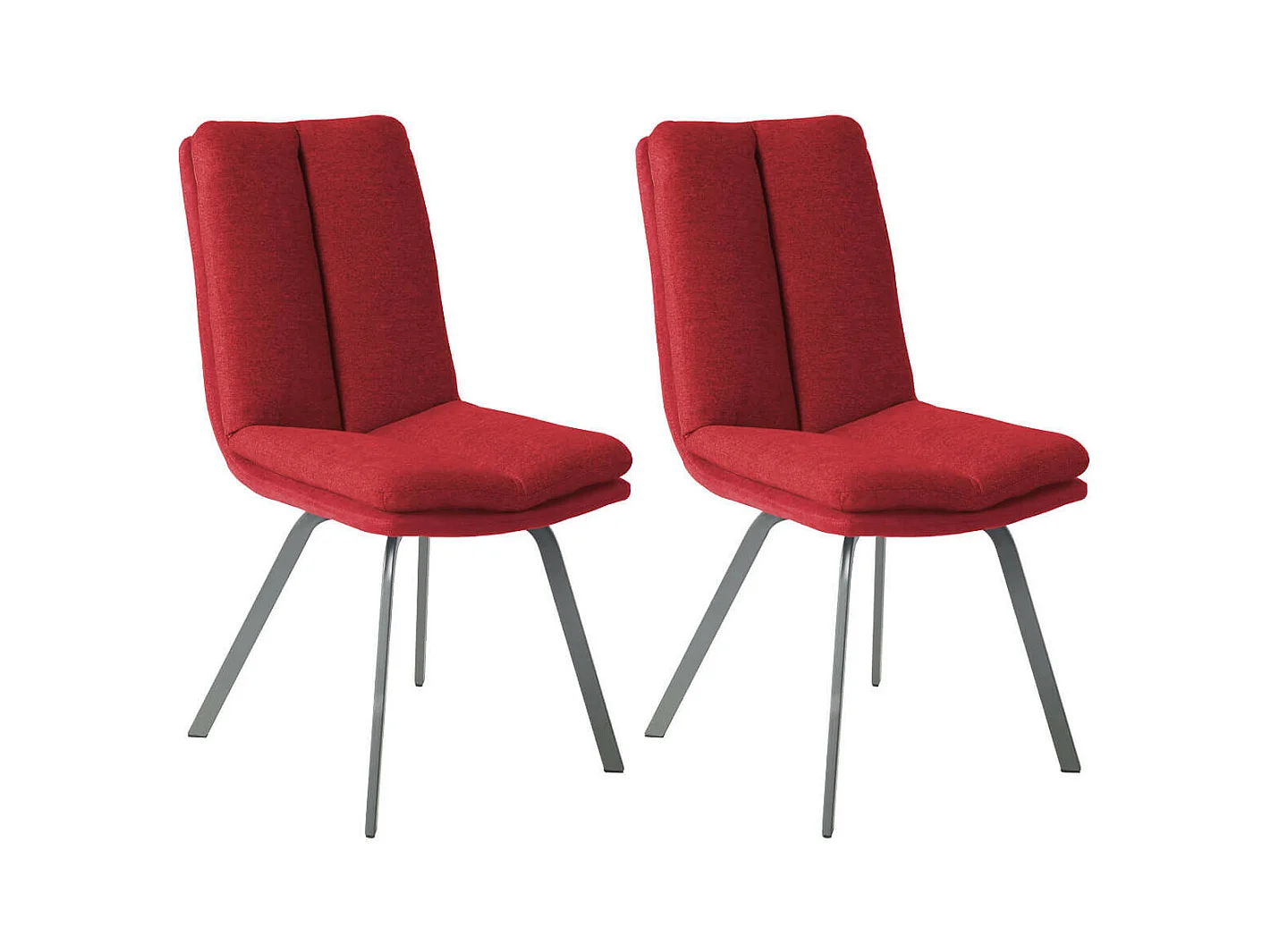 CALLAM - Lot de 2 Chaises Rouges avec Sur-Coussin