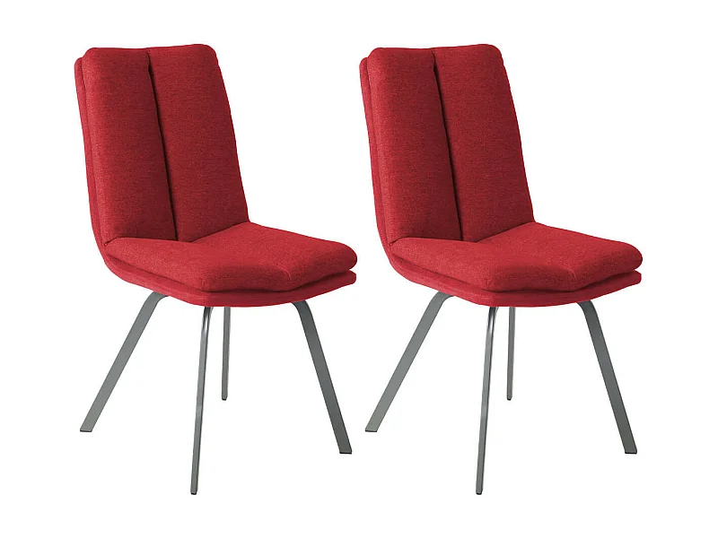 CALLAM - Lot de 2 Chaises Rouges avec Sur-Coussin