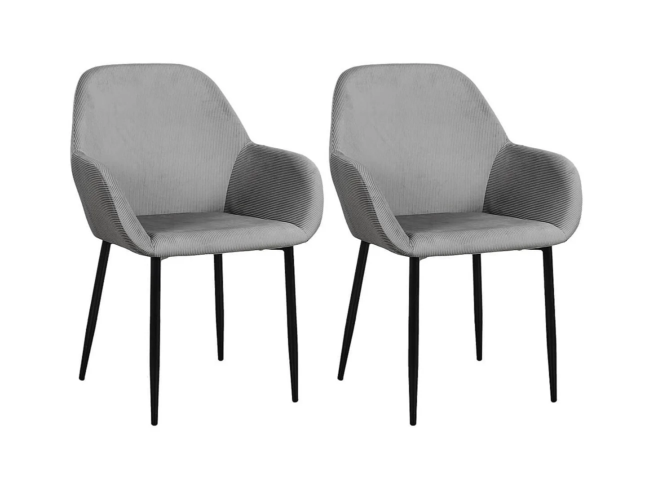 ALESSIA - Lot de 2 Fauteuils Velours Côtelé Gris