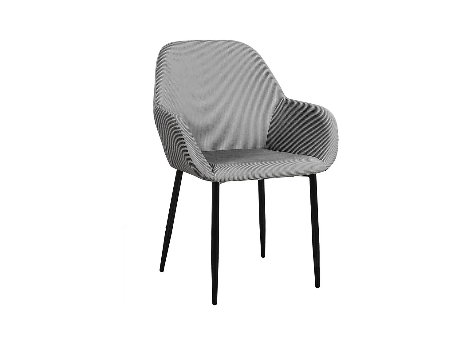 ALESSIA - Lot de 2 Fauteuils Velours Côtelé Gris