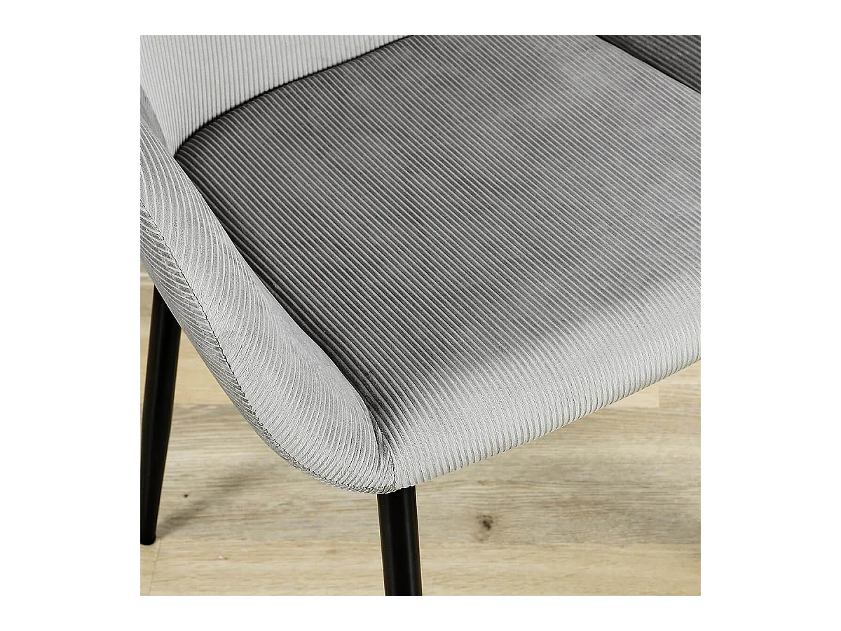 ALESSIA - Lot de 2 Fauteuils Velours Côtelé Gris