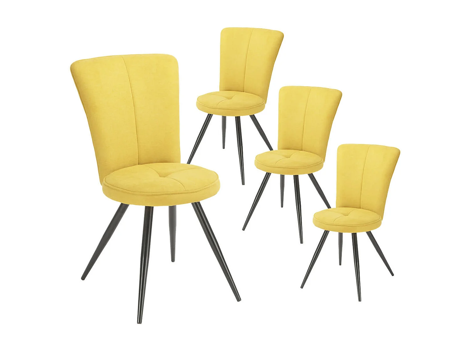 PARIL - Lot de 4 Chaises Matelassées Jaunes