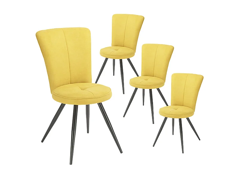 PARIL - Lot de 4 Chaises Matelassées Jaunes