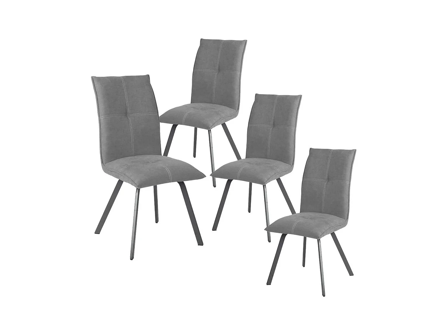 BISPO - Lot de 4 Chaises Tissu Coloris Gris Anthracite