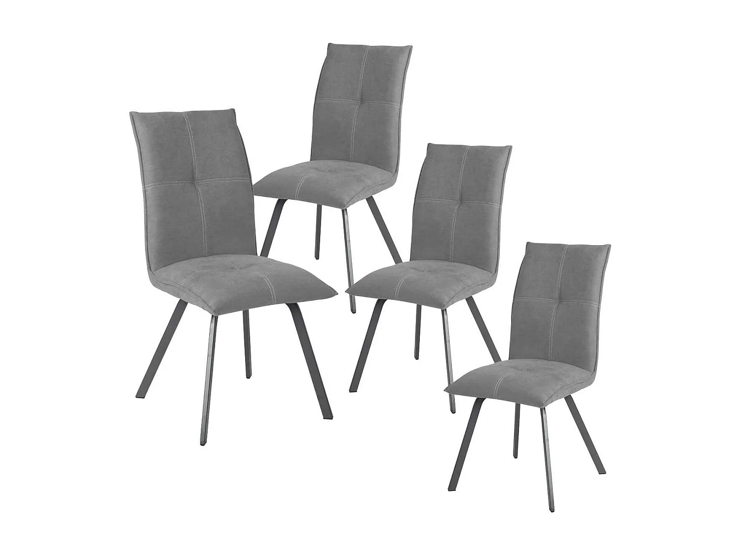 BISPO - Lot de 4 Chaises Tissu Coloris Gris Anthracite