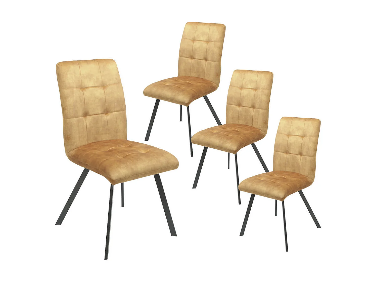 JOHN - Lot de 4 Chaises Capitonnées Jaune