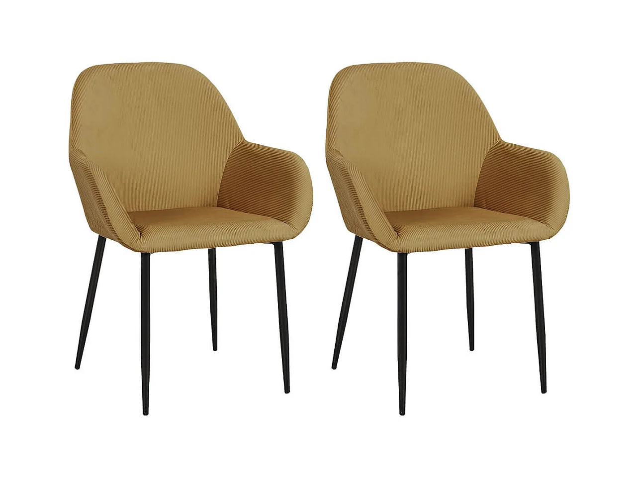 ALESSIA - Lot de 2 Fauteuils Velours Côtelé Jaune Moutarde