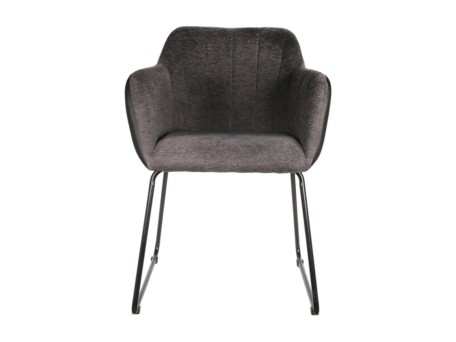 AMANCA - Lot de 2 Fauteuils Tissu Gris et Simili Noir
