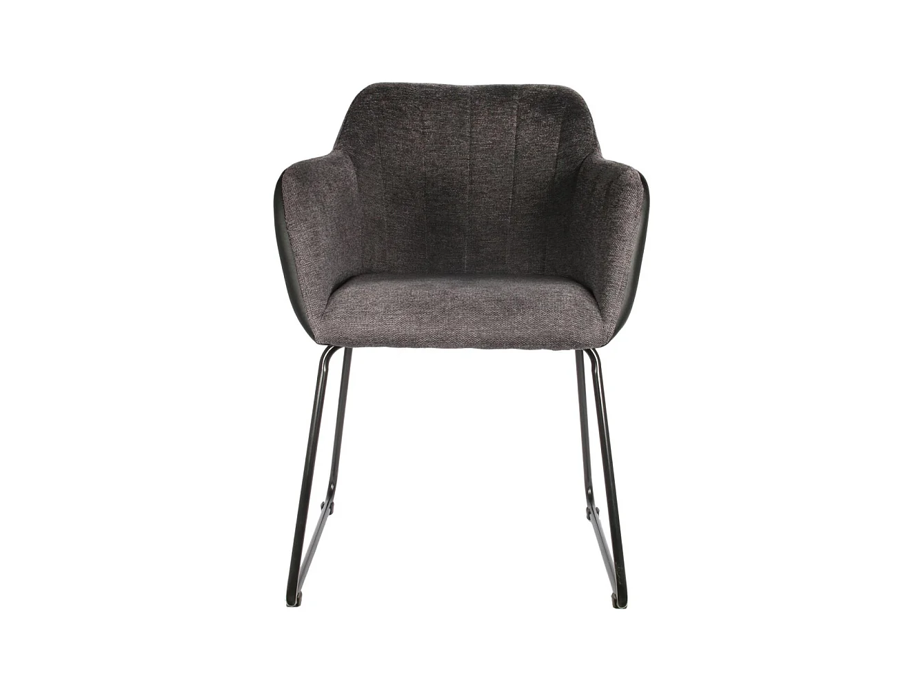 AMANCA - Lot de 2 Fauteuils Tissu Gris et Simili Noir