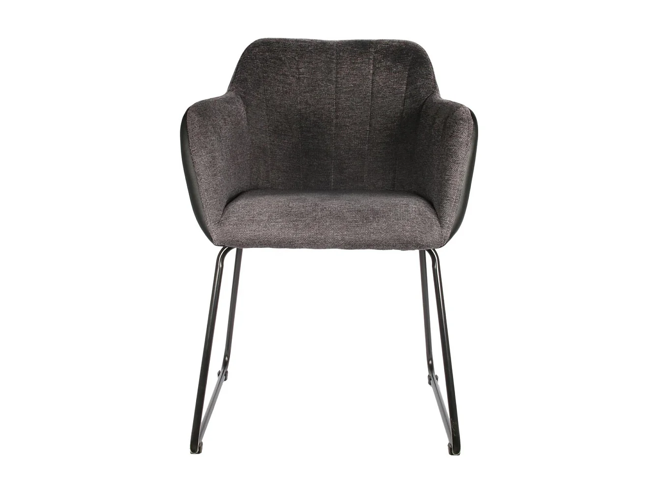 AMANCA - Lot de 2 Fauteuils Tissu Gris et Simili Noir