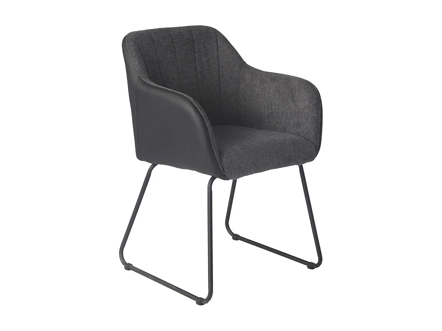 AMANCA - Lot de 2 Fauteuils Tissu Gris et Simili Noir