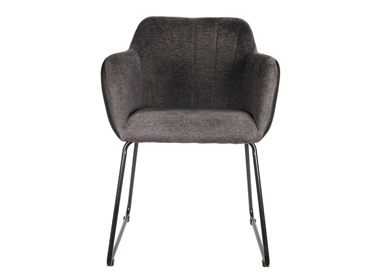 AMANCA - Lot de 2 Fauteuils Tissu Gris et Simili Noir
