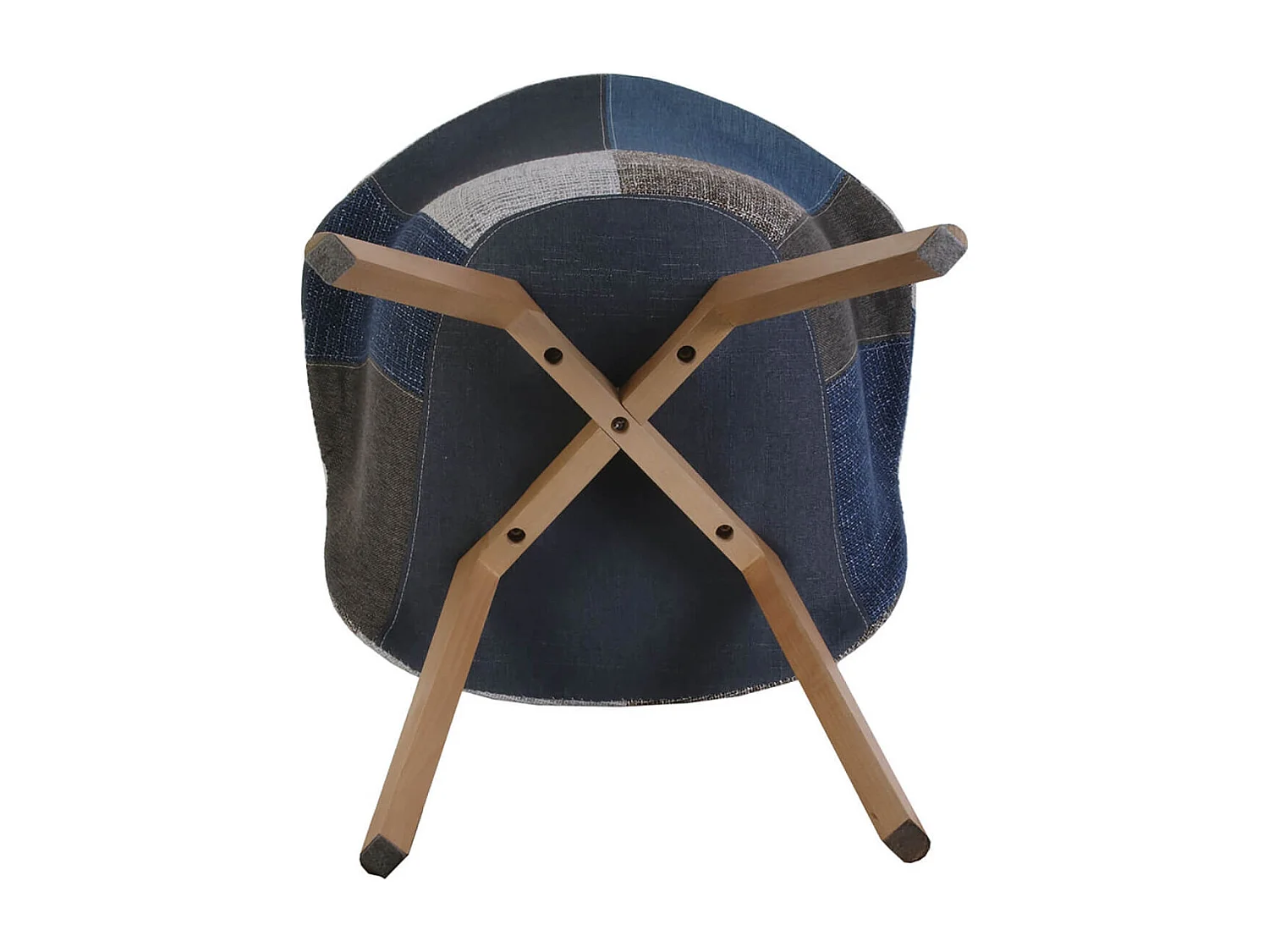 DAMAS - Lot de 4 Fauteuils Patchwork Bleu et Gris