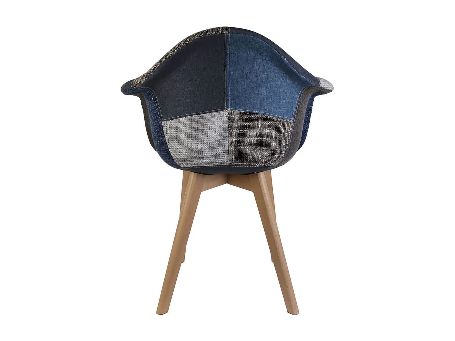 DAMAS - Lot de 4 Fauteuils Patchwork Bleu et Gris