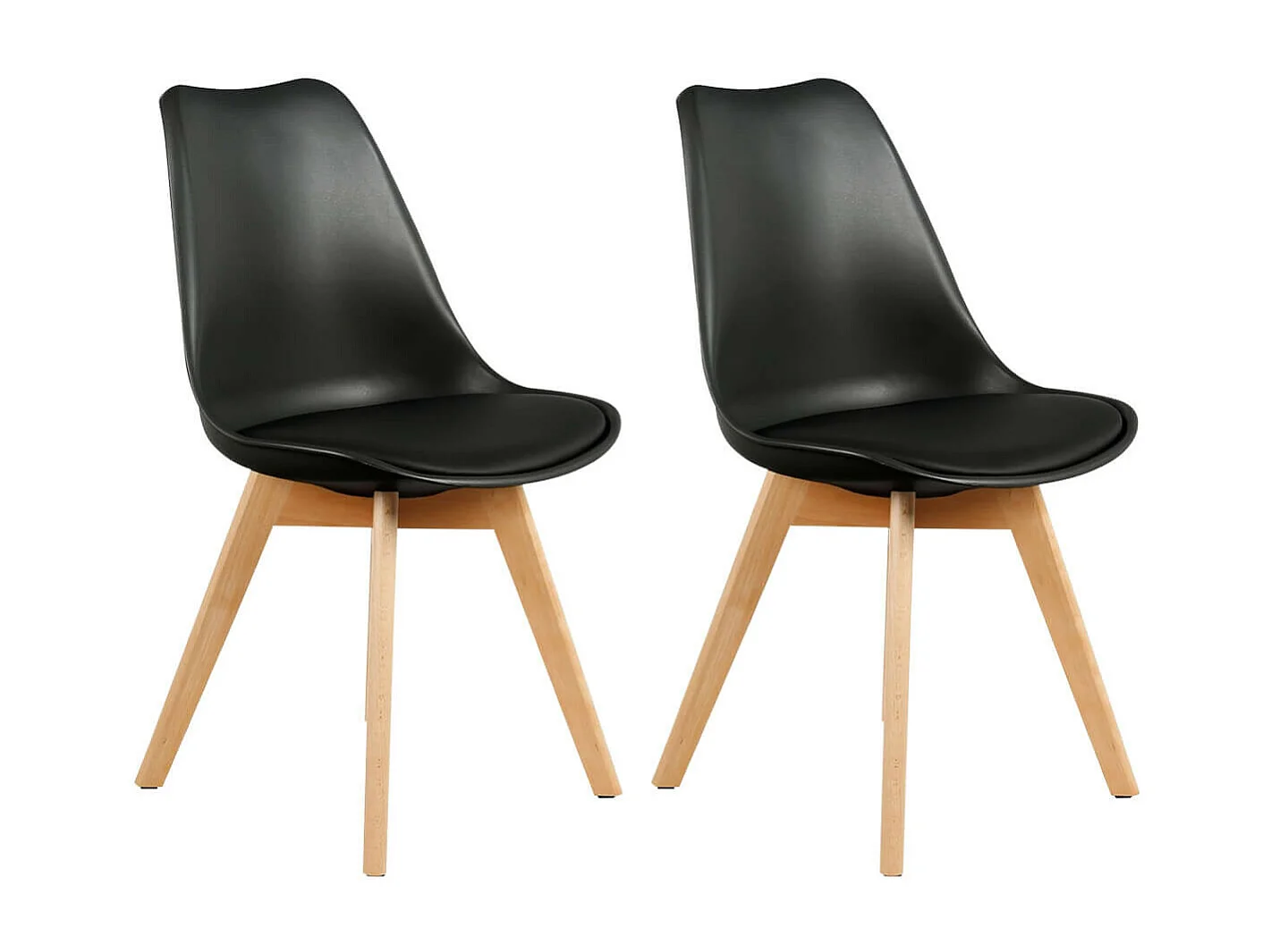MEDALINE - Lot de 2 Chaises Scandinaves Noires