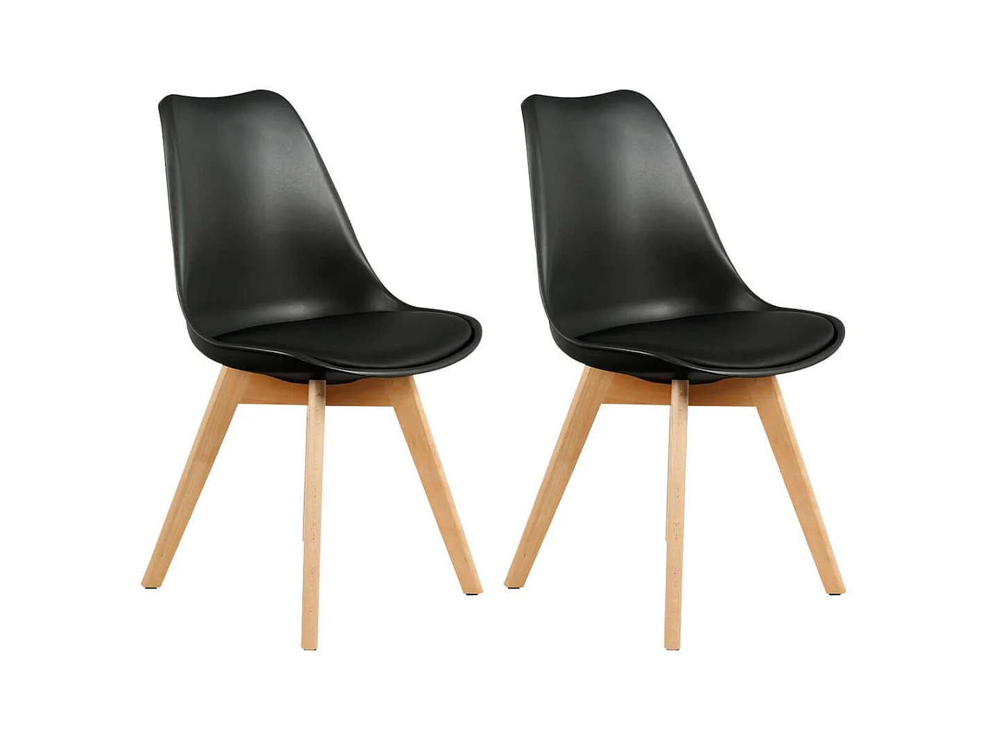 MEDALINE - Lot de 2 Chaises Scandinaves Noires