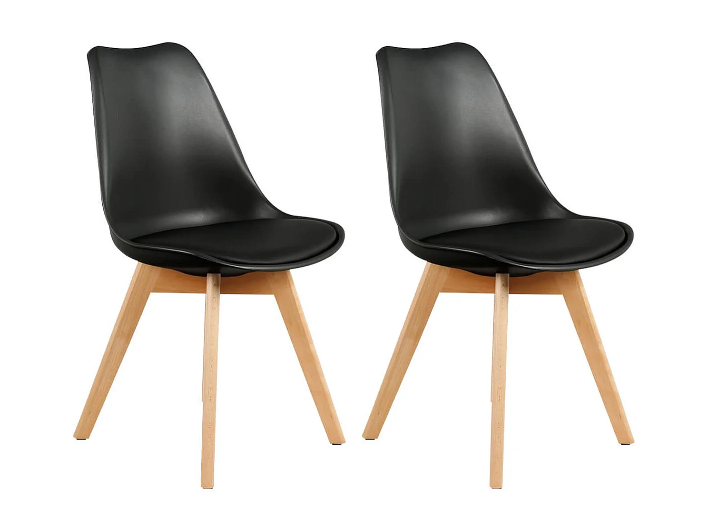 MEDALINE - Lot de 2 Chaises Scandinaves Noires