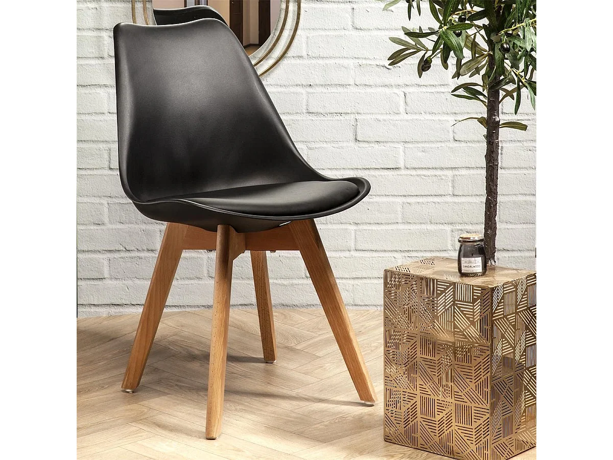 MEDALINE - Lot de 2 Chaises Scandinaves Noires