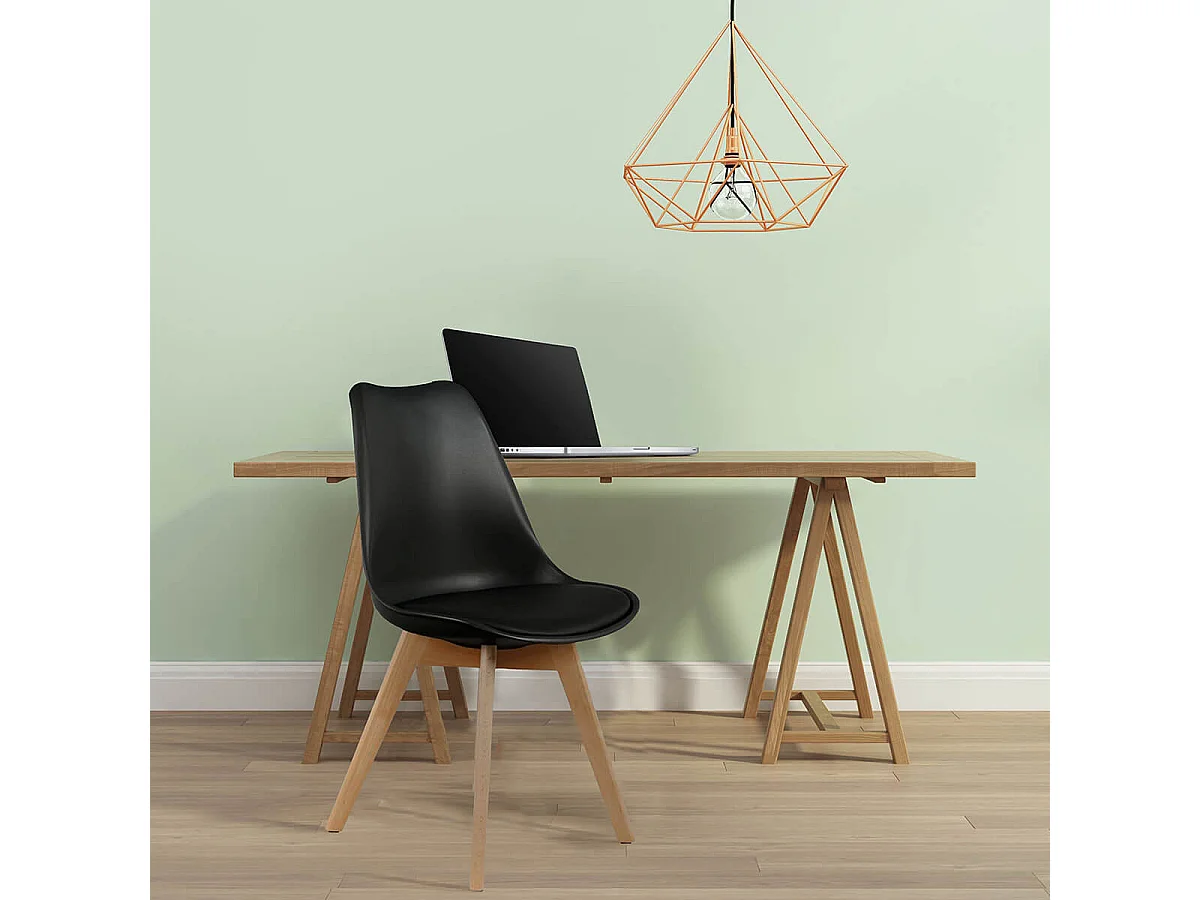 MEDALINE - Lot de 2 Chaises Scandinaves Noires