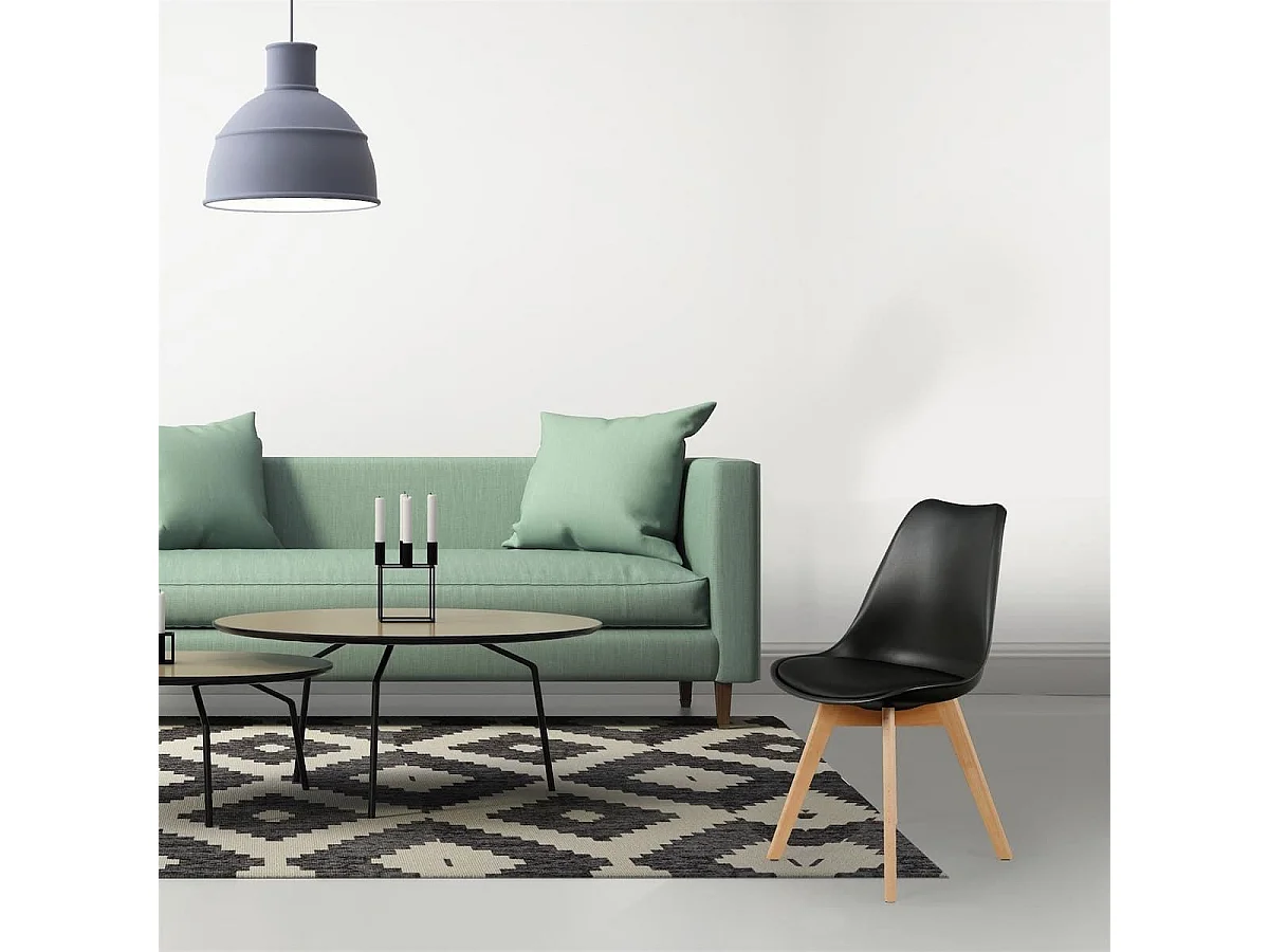 MEDALINE - Lot de 2 Chaises Scandinaves Noires
