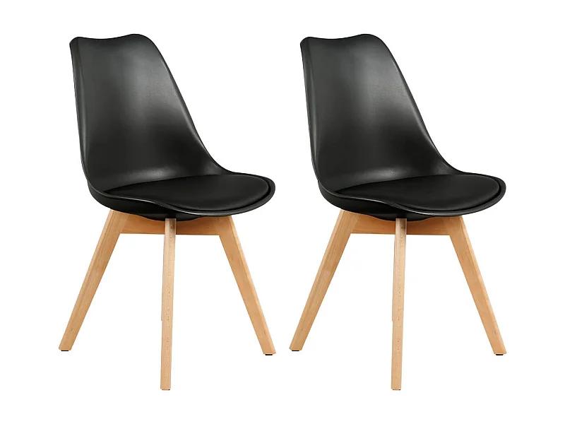 MEDALINE - Lot de 2 Chaises Scandinaves Noires