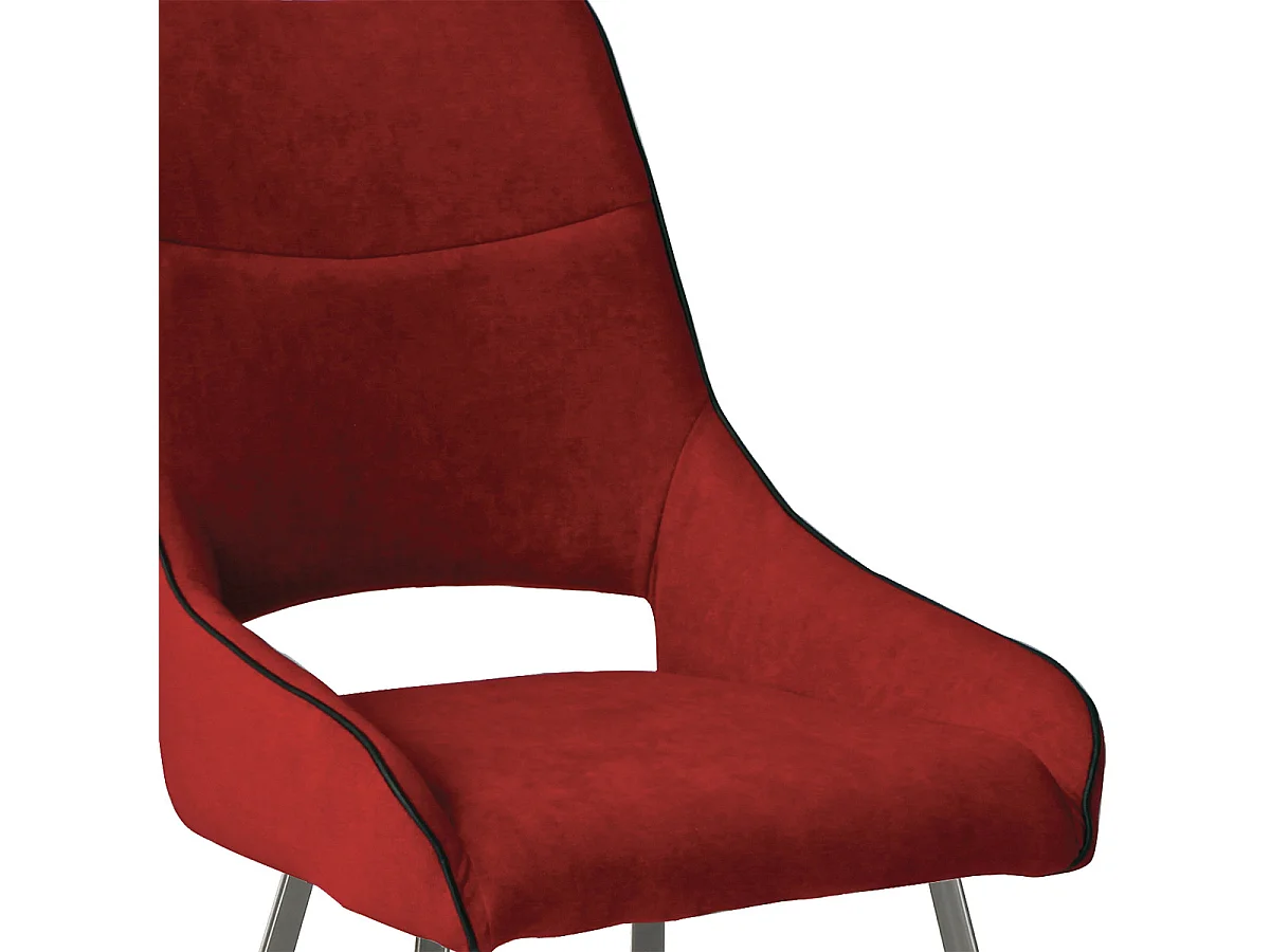 AMADO - Lot de 6 Chaises Tissu Coloris Rouge