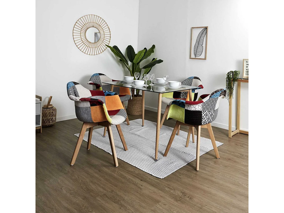 PATCHWORK - Lot de 4 Fauteuils Scandinaves Multicolore