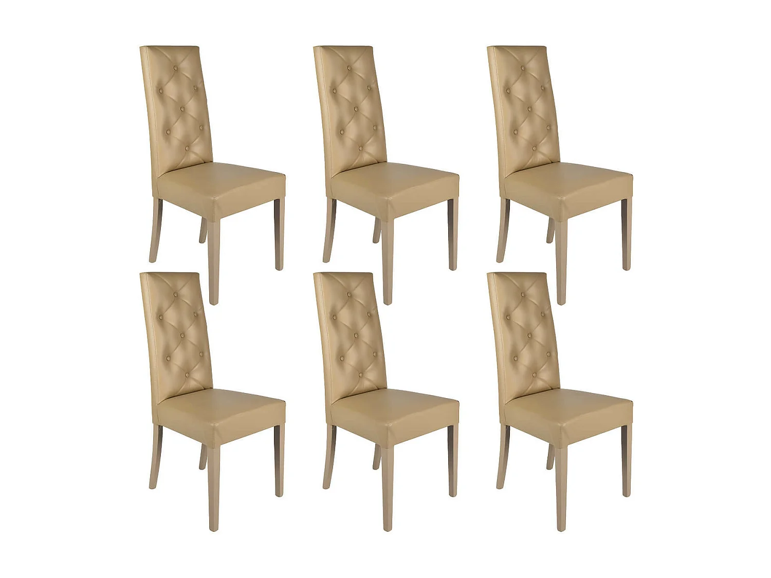 TREVI - Lot de 6 Chaises Simili Taupe et Pieds Laqués
