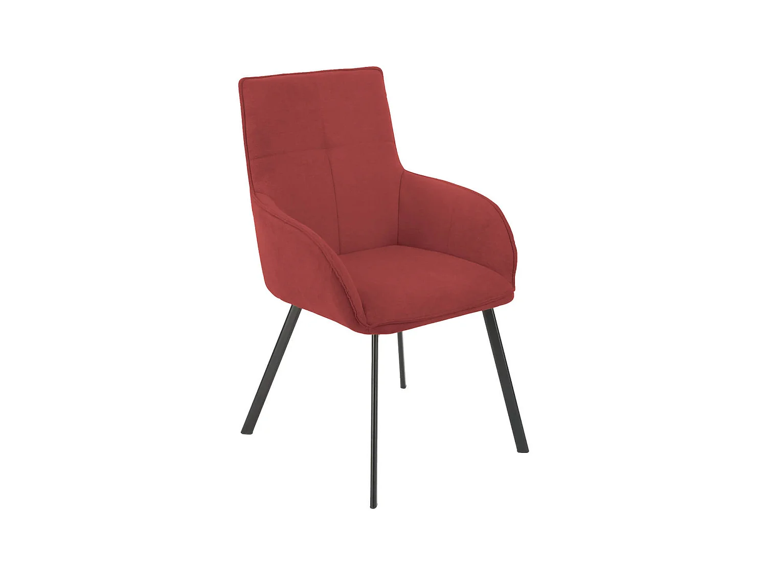 CATILA - Lot de 4 Fauteuils Rouges Piètement Gris Mat