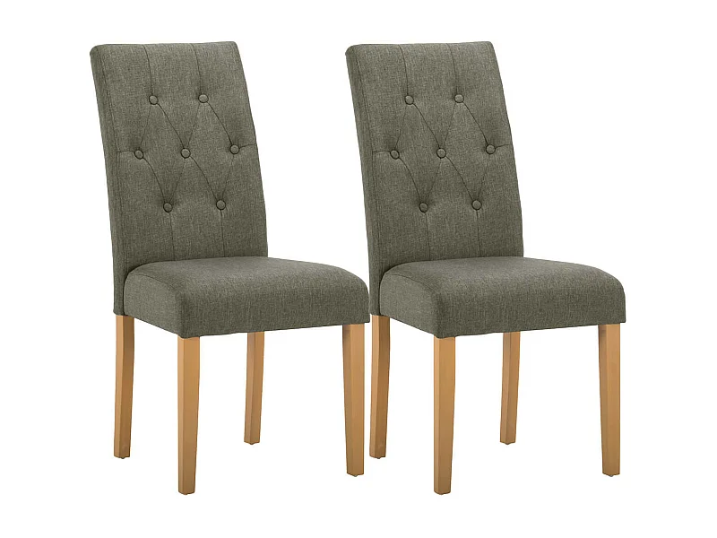 OXFORD - Lot de 2 Chaises Gris Taupe avec Boutons